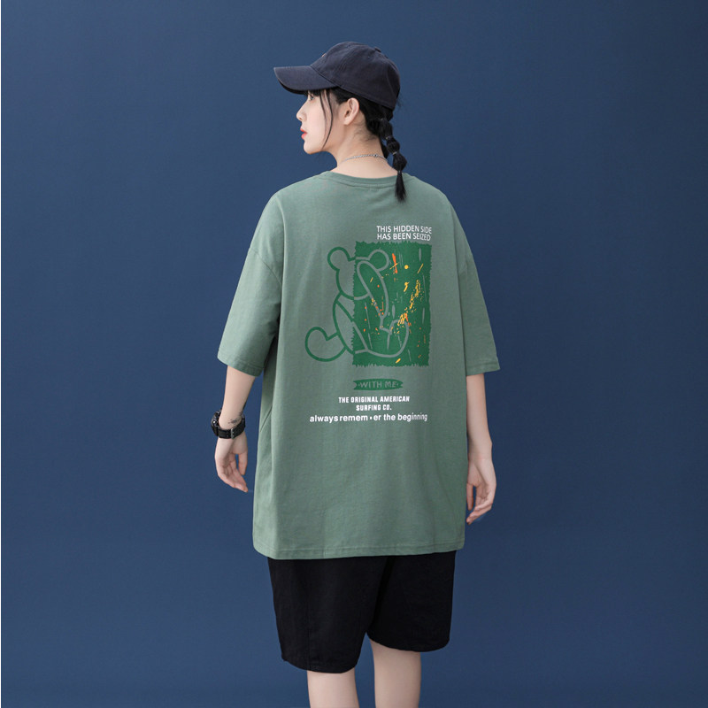 中性风小熊印花短袖T恤夏季新款五分袖上衣XZ1007-1-T102,女装T恤,星座1602（原101B）