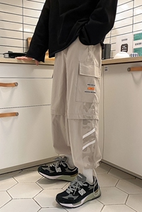 春款现货！！宽松工装休闲长裤男束脚卫裤九分裤束脚K518P55,秋天黑色皮裙搭配图片