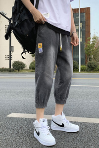 大码牛仔短裤男夏季新款七八分牛仔裤弹力束脚裤XZ1007-1-NK05P35图片