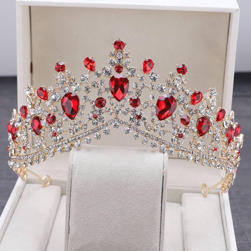 新娘皇冠头饰欧美婚纱复古红色