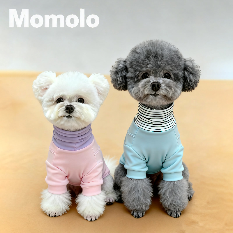 Momolo宠物条纹高领无袖德绒打底衫狗狗衣服秋冬款猫狗通用支持