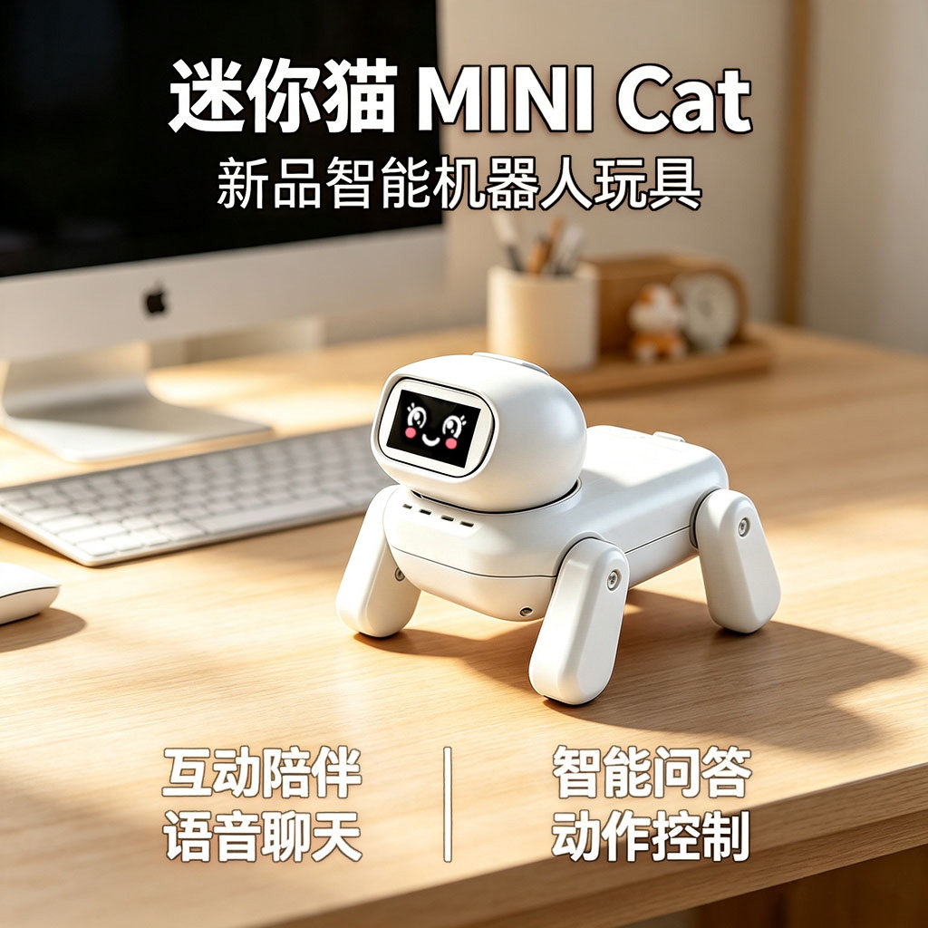 迷你猫AI智能桌面四足机器人电子宠物聊天对话玩具