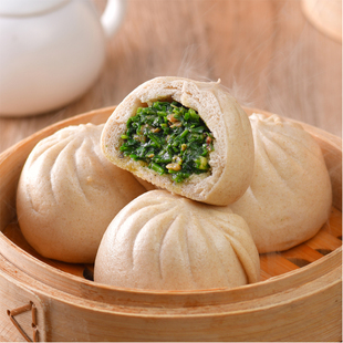 纯素生活五点素五香菌菇荠菜包早餐面食速食速冻粗粮半成品小包子