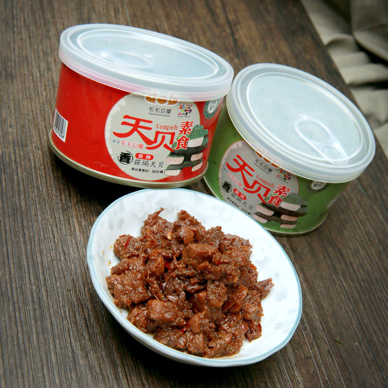 纯净素食香菇焗天贝酱比纳豆好吃vegan拌饭酱发酵天贝拌面蘸酱
