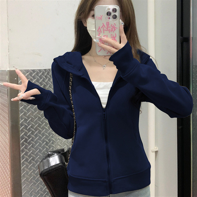 藏青色瑜伽服运动女卫衣