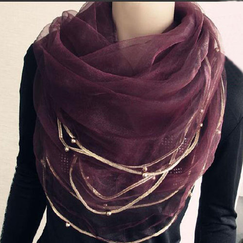 买二送一纯色简约秋冬欧根纱丝巾