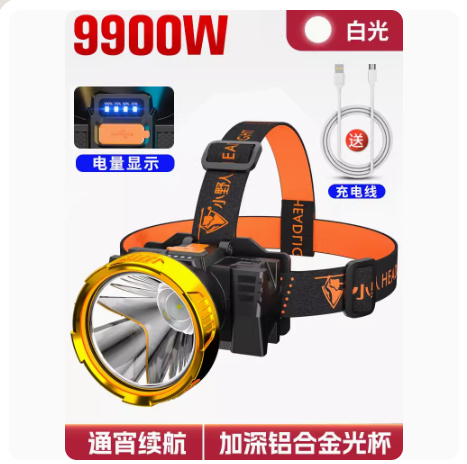 小野人超亮头灯锂电专用钓鱼感应