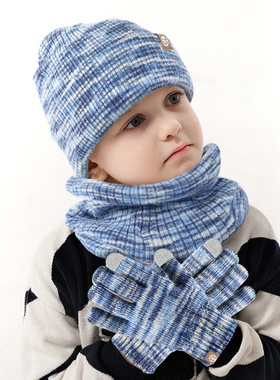 New winter children's knitted gloves, hats, and necklaces