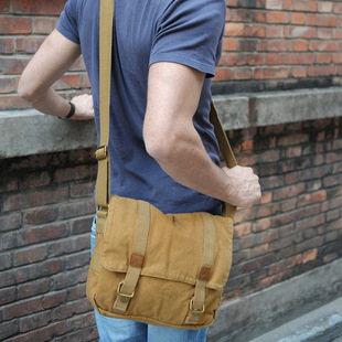 Men's casual canvas shoulder bag, portable leisure bag帆布包