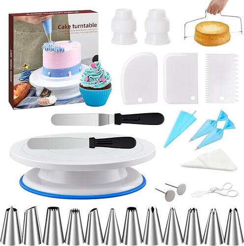 Baking cake turntable set, piping nozzle, piping bag烘焙蛋糕