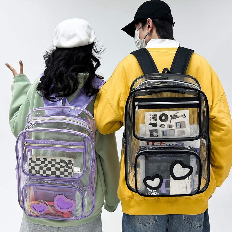 New PVC transparent student bag with large capacity backpack