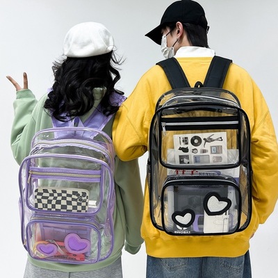 New PVC transparent student bag with large capacity backpack