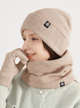 Warm woolen hat scarf gloves three piece set毛线帽子围巾手套