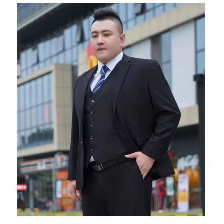 爆款大码男士西服套装职业面试正装商务结婚加肥加大胖子西装男