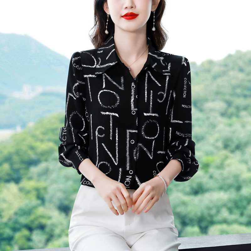 翻领长袖衬衫女春秋2025新款