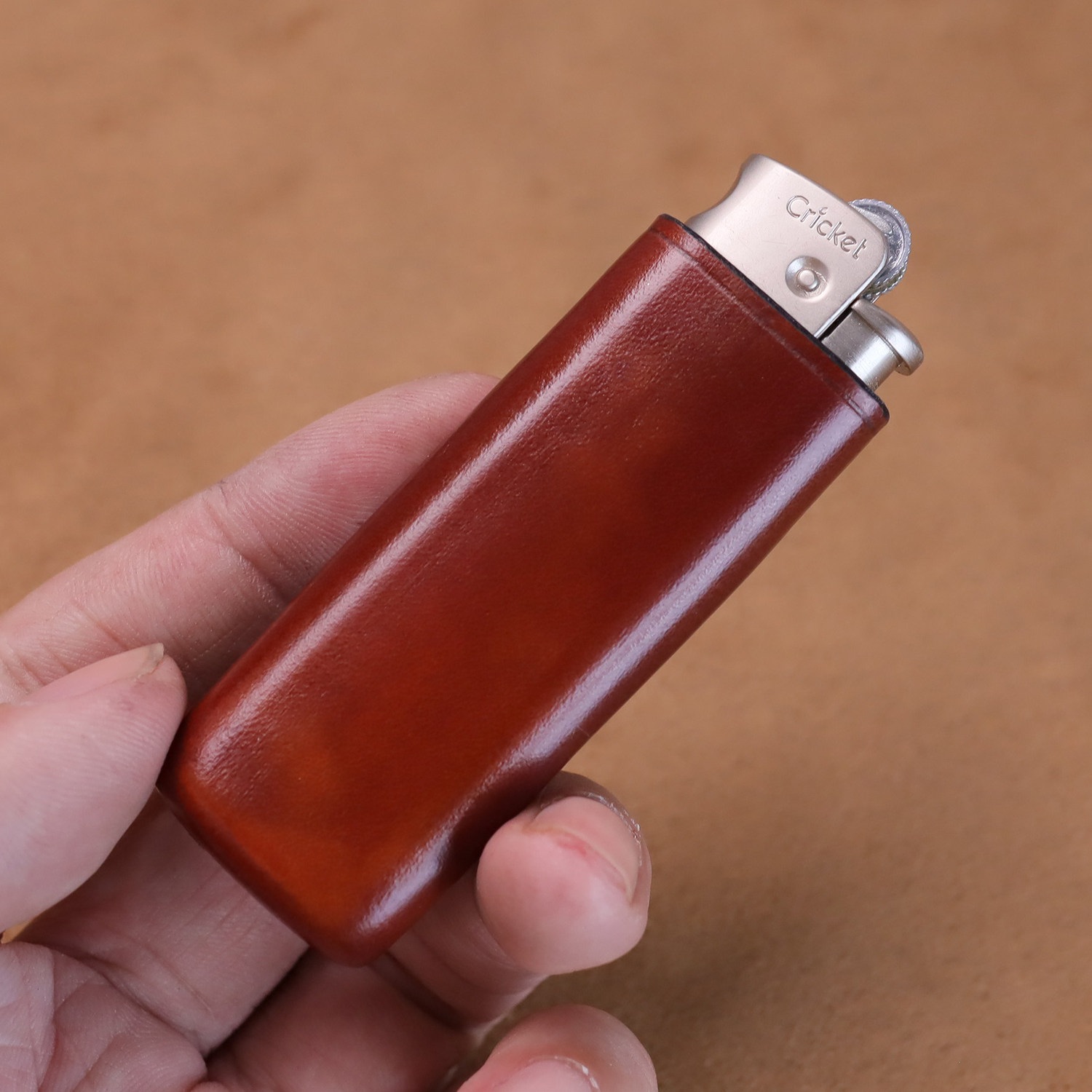 cricket草蜢防风打火机皮套外壳进口头层牛皮手工直冲可充气火机