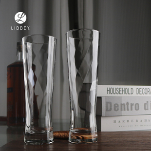 利比条纹收腰玻璃杯精酿小麦啤酒杯皮尔森生啤酒杯子IPA啤酒杯子