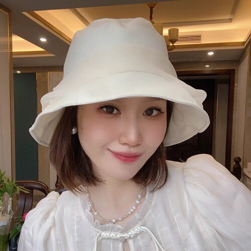 法式欧根纱渔夫帽子女2025年春新款百搭显脸小盆帽透气遮阳防晒帽
