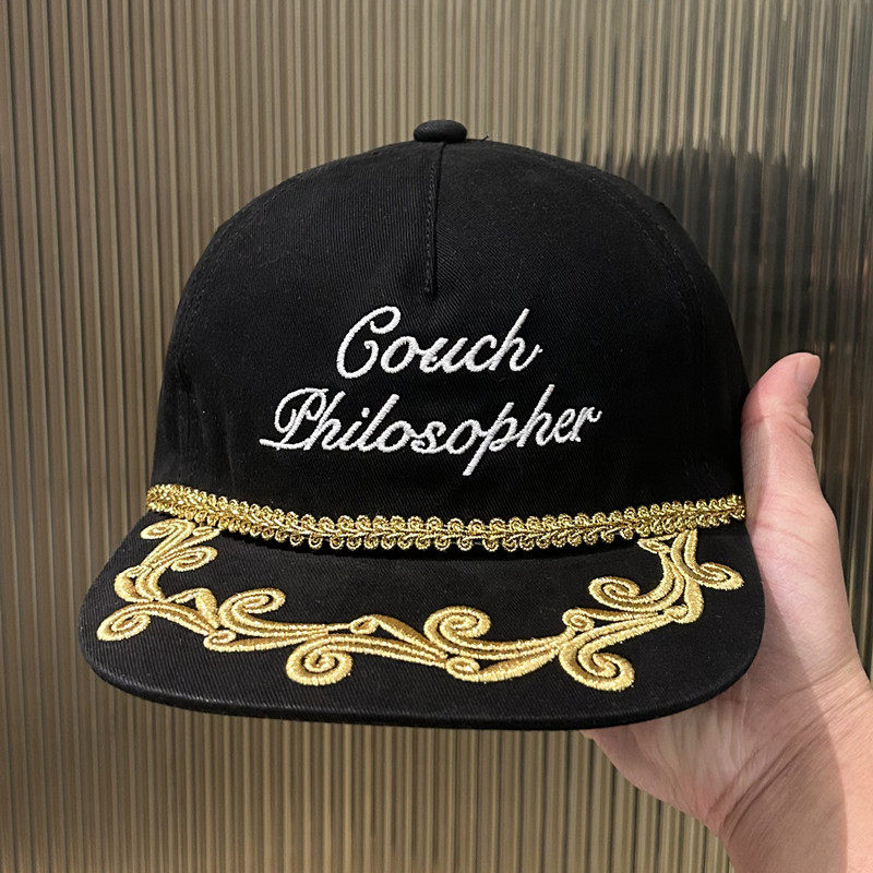 欧美设计街头金色刺绣平檐棒球帽男女通用四季遮阳鸭舌帽潮牌