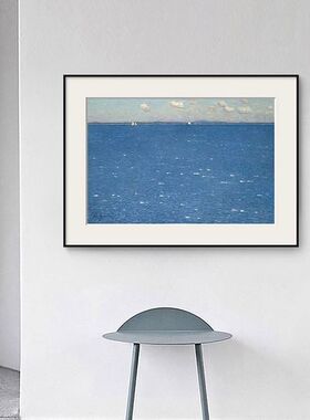 蓝色大海风景装饰画文艺民宿挂画简约北欧客厅玄关壁画餐边柜摆画