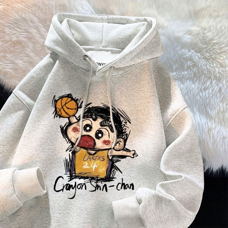 新款蜡笔小新连帽印花卫衣男女同款秋冬潮牌街头美式百搭外套重磅