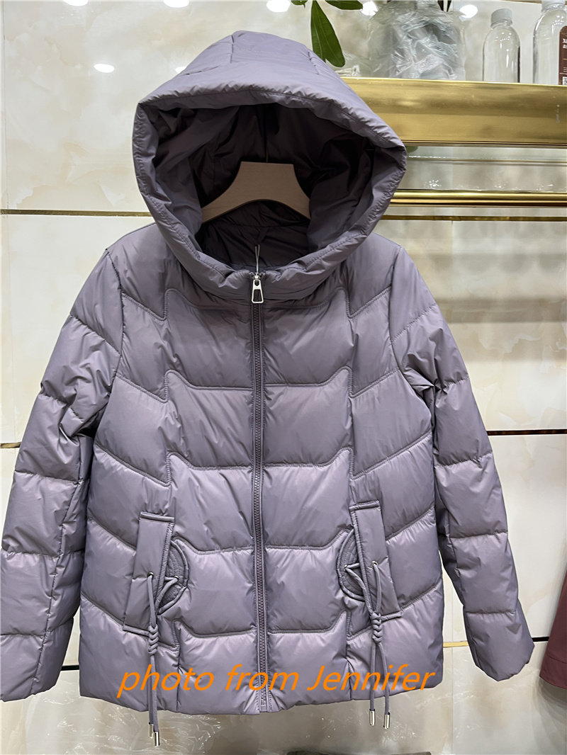 连帽羽绒服女短款xqy23838冬新款中年妈妈时尚显瘦保暖白鸭绒外套