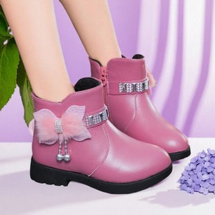 女童靴1儿童棉靴2公主雪地靴3宝宝保暖皮鞋2025冬季4女孩短靴5岁9