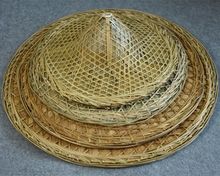 手工竹编斗笠帽防雨遮阳帽舞蹈道具酒店民宿装饰用品斗笠灯罩