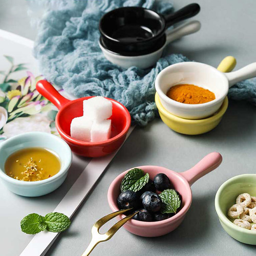 彩色带把手厨房陶瓷调味碟