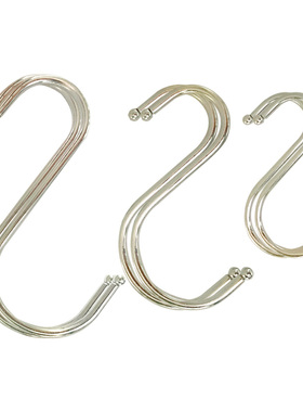 腊肉挂钩不锈钢S型晒腊鱼挂烤鸭香肠猪肉圆头勾子加粗S钩挂肉钩子