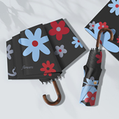 弯钩雨伞便携收纳晴雨伞两用黑胶防晒太阳伞女高颜值伞加大防风伞