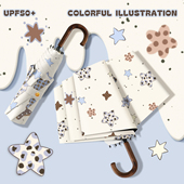 星星弯钩雨伞女高颜值晴雨两用遮阳伞便携太阳伞加大防晒防紫外线