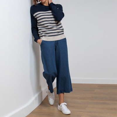 超薄款天丝直筒阔腿宽松八分裤