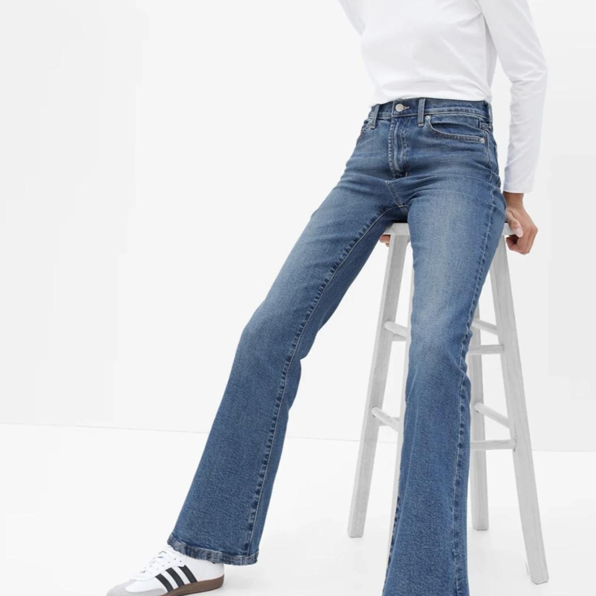 微喇长裤牛仔拖地裤兰色