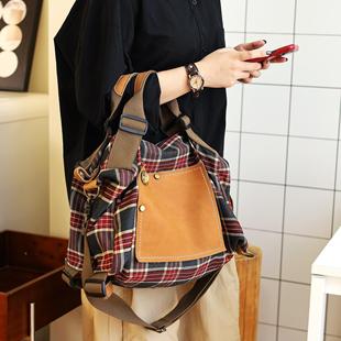 仟佰格原创双肩包设计感小众手提包女大容量红色复古多功能斜挎包