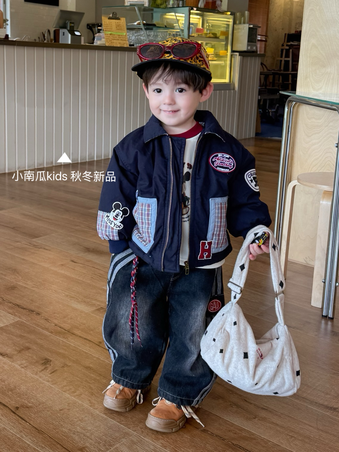 小南瓜韩版童装2025秋冬新品男女童加棉外套上衣休闲牛仔长裤加绒
