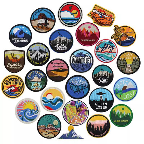 圆形时尚风户外登山系列裤子布贴