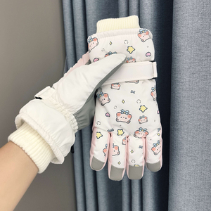 可爱小熊骑行五指滑雪手套女冬