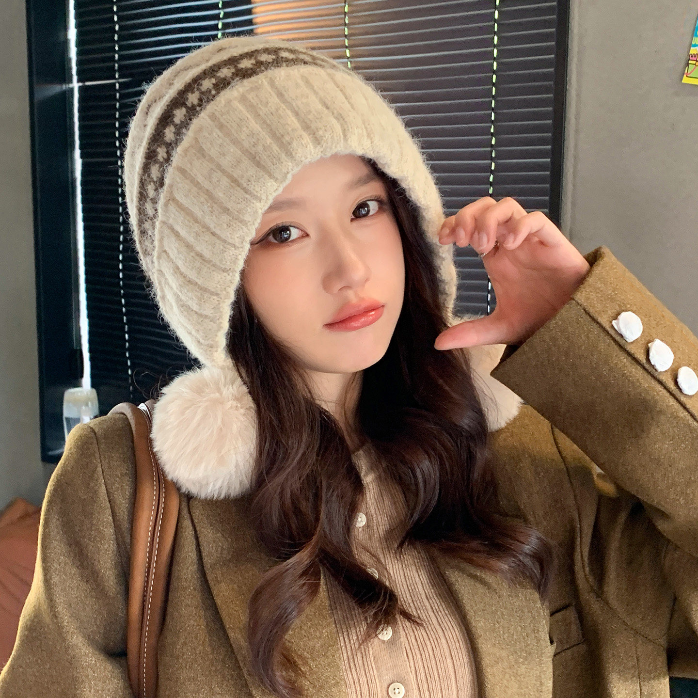 帽子女秋冬季针织毛线帽保暖护耳