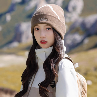 毛线帽登山女冬季大头围显脸小川西旅游户外徒步保暖针织滑雪冷帽