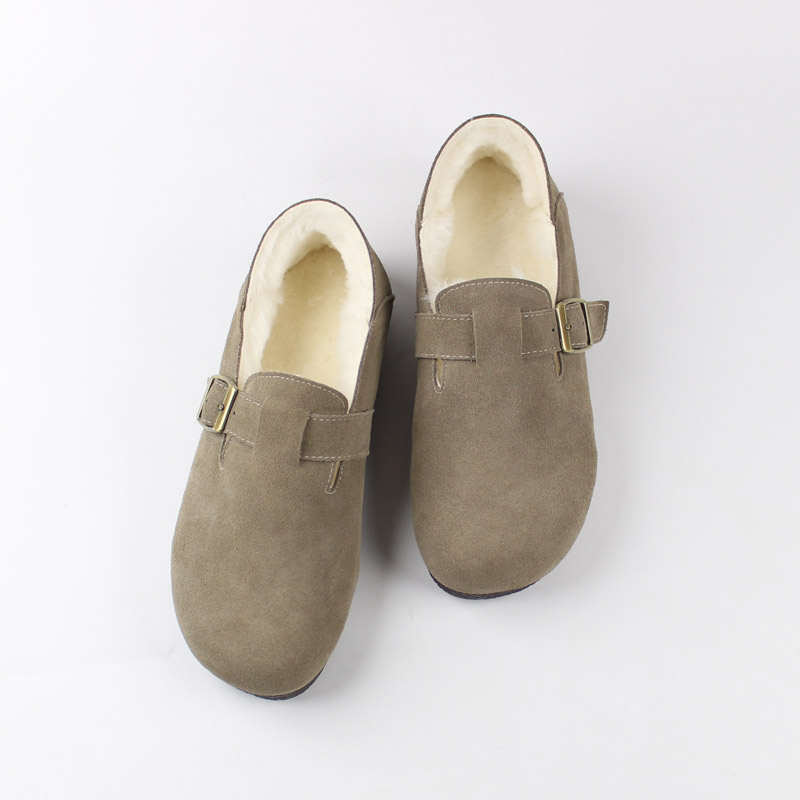 羊皮毛一体真羊毛厚底勃肯鞋棉鞋