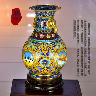 中景泰非遗米振雄国礼北京景泰蓝花瓶15寸四海同心高档收藏品