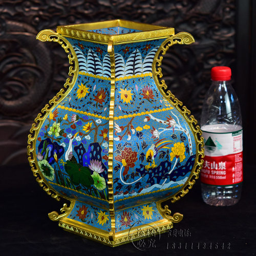 景泰蓝花瓶出戟四方尊纯手工制作