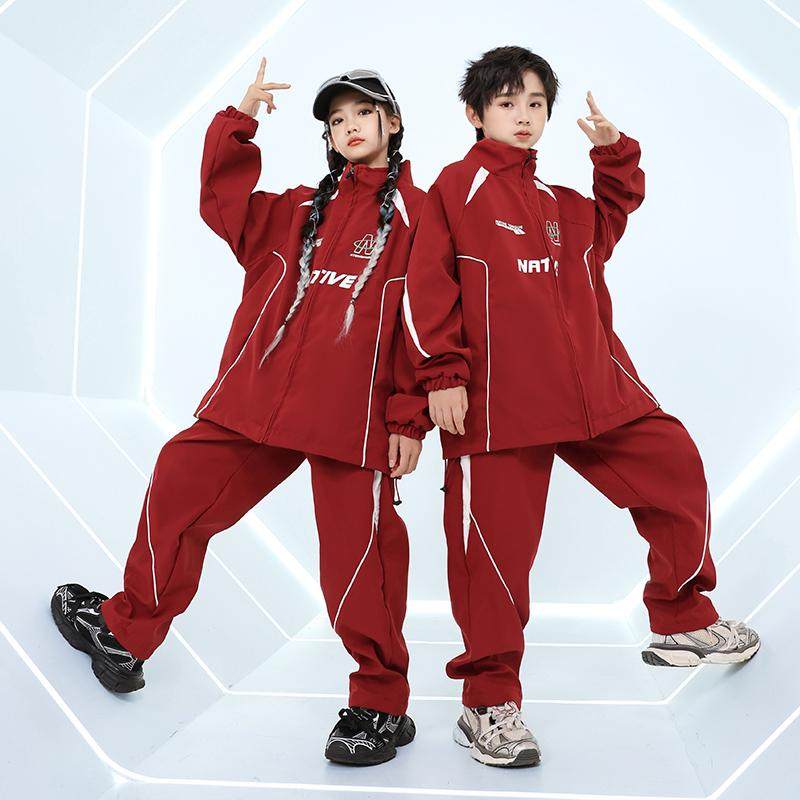 儿童嘻哈街舞HIPHOP演出服男女小学生秋季运动会红色班服队服套装,童装/婴儿装/亲子装,儿童演出服,淘宝优惠券,粉丝福利购,淘宝优惠卷