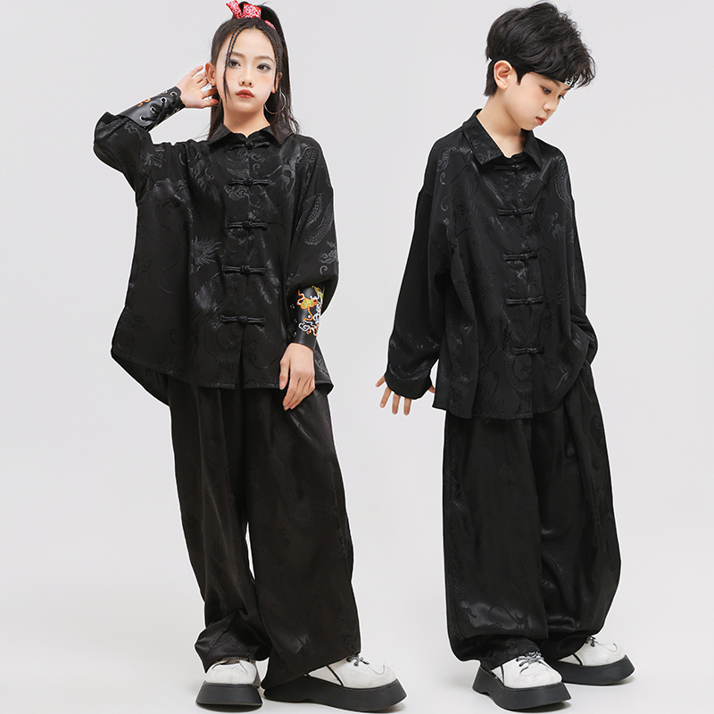 中国风儿童街舞比赛表演服男女童新中式少儿hiphop嘻哈演出服套装