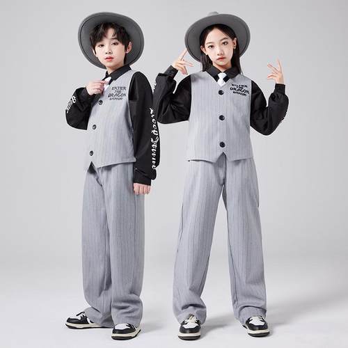 儿童爵士舞套装演出服男女童