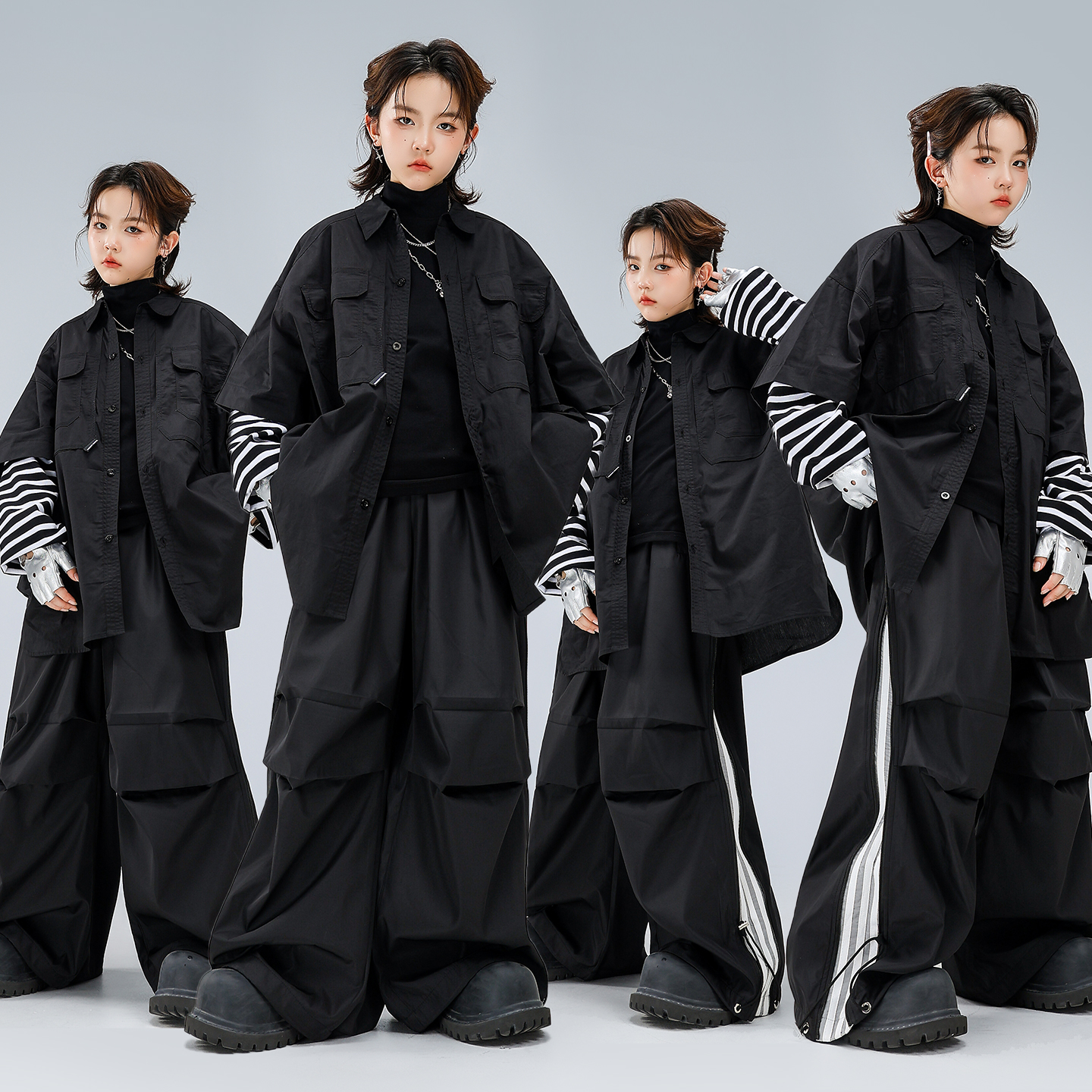 暗黑风街舞少儿元旦男童演出服