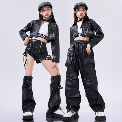 机车风女童爵士舞摇滚街舞演出服
