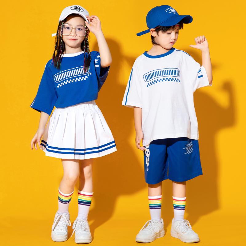 六一儿童啦啦队表演服夏季男女童现代舞套装幼儿园毕业演出班服潮