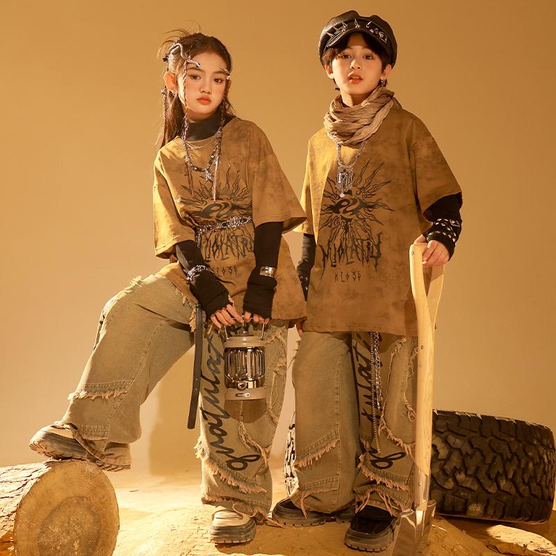 儿童街舞废土风男女童嘻哈演出服